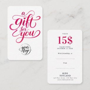 Carte De Réduction Cadeau Chic Rouge Blanc Remise Calligraphie Peint