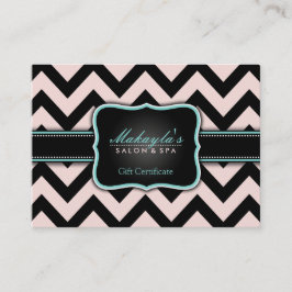 Carte De Réduction Cadeau élégant de Chevron de rose en pastel et de