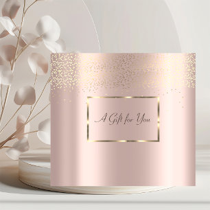 Carte De Réduction Cadre doré élégant, confettis rose gold