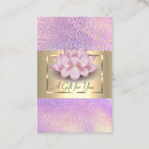 Carte De Réduction Cadre doré élégant, Lotus holographique confetti