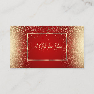 Carte De Réduction Cadre Or Moderne, Confetti Rouge Élégant