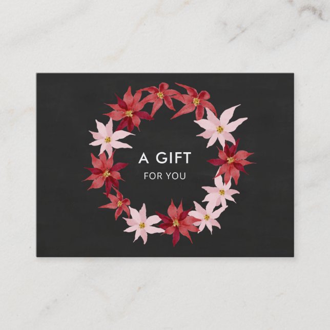 Carte De Réduction Certificat-cadeau Couronne de Noël poinsettia roug (Devant)