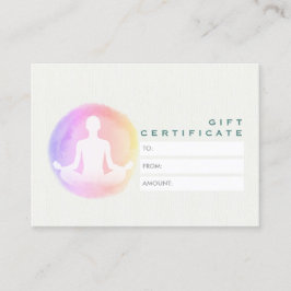Carte De Réduction Certificat-cadeau de méditation du studio de Yoga