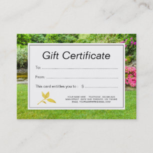Carte De Réduction Certificat-prime de pelouse et de jardin