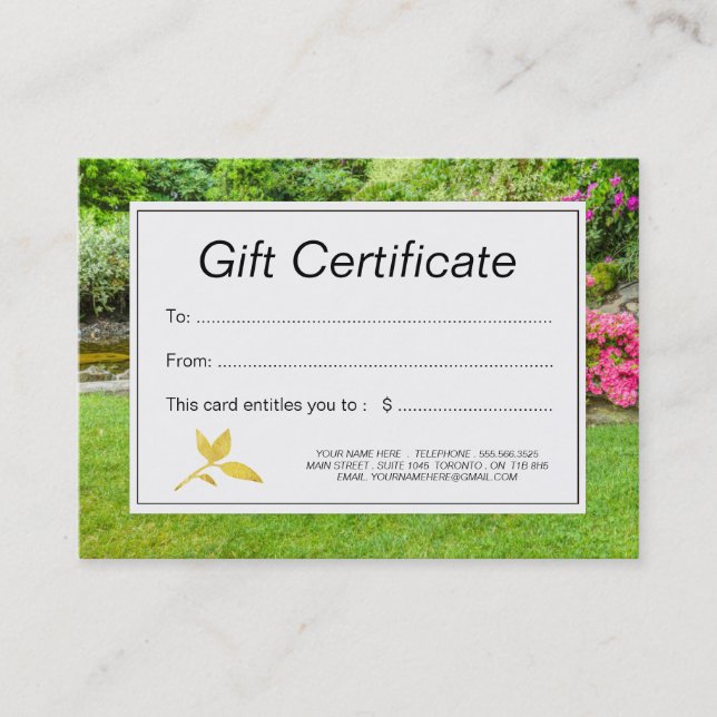 Carte De Réduction Certificat-prime de pelouse et de jardin (Devant)