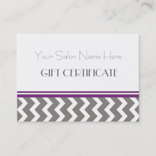 Carte De Réduction Certificat-prime de salon Chevron gris pourpre