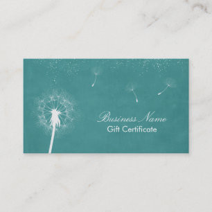 Carte De Réduction Certificat-prime élégant de pissenlit de turquoise