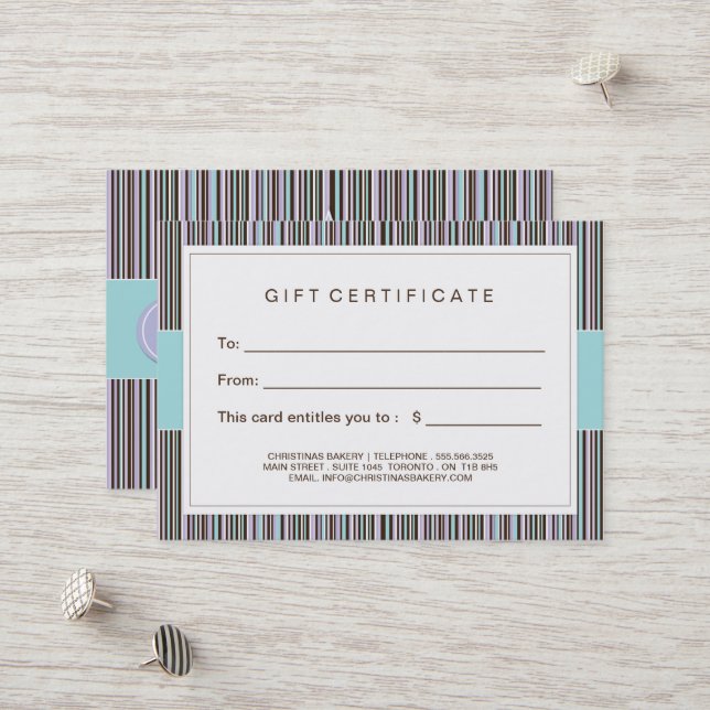 Carte De Réduction Certificat-prime personnalisable de boulangerie (Devant/Arrière en situation)