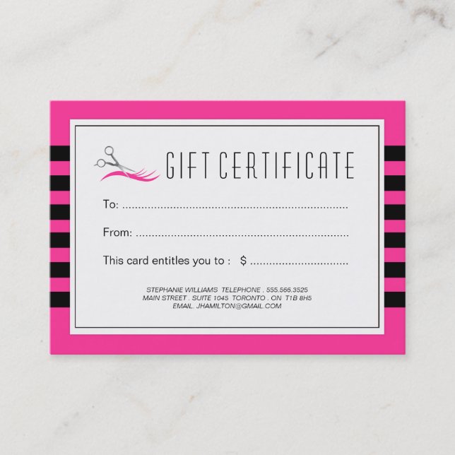 Carte De Réduction Certificat-prime personnalisable de salon de (Devant)