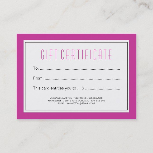 Carte De Réduction Certificat-prime personnalisable de salon de clou (Devant)