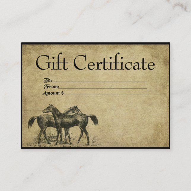 Carte De Réduction Chevaux - Entre Amis - Prim Certificat-Cadeau (Devant)