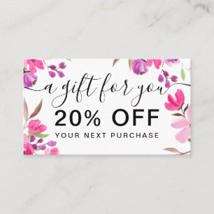 Carte De Réduction Chic bouquet floral rose remise cadeau