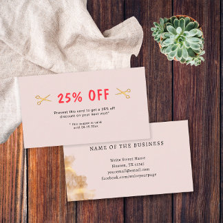 Carte De Réduction Ciseaux d'or Dresser cheveux Salon coiffeur