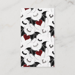 Carte De Réduction Coeur d'Halloween avec ailes de chauve-souris noir
