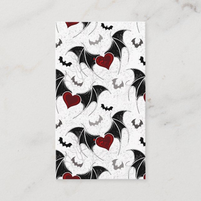 Carte De Réduction Coeur d'Halloween avec ailes de chauve-souris noir (Devant)