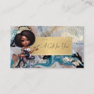 Carte De Réduction Coiffeur Afro-Américain Marbre, Confetti