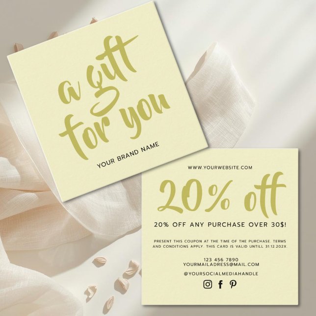 Carte de réduction de coupon de script jaune moder (Créateur téléchargé)