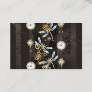 Carte De Réduction Dragonflies de Steampunk sur arrière - plan rayé b