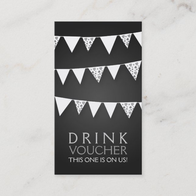 Carte De Réduction Élégant bon de boisson Love Bunting Monogramme noi (Devant)