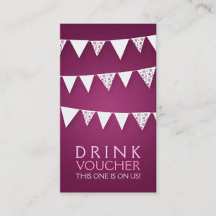 Carte De Réduction Élégant bon de boisson Love Bunting Monogramme ros