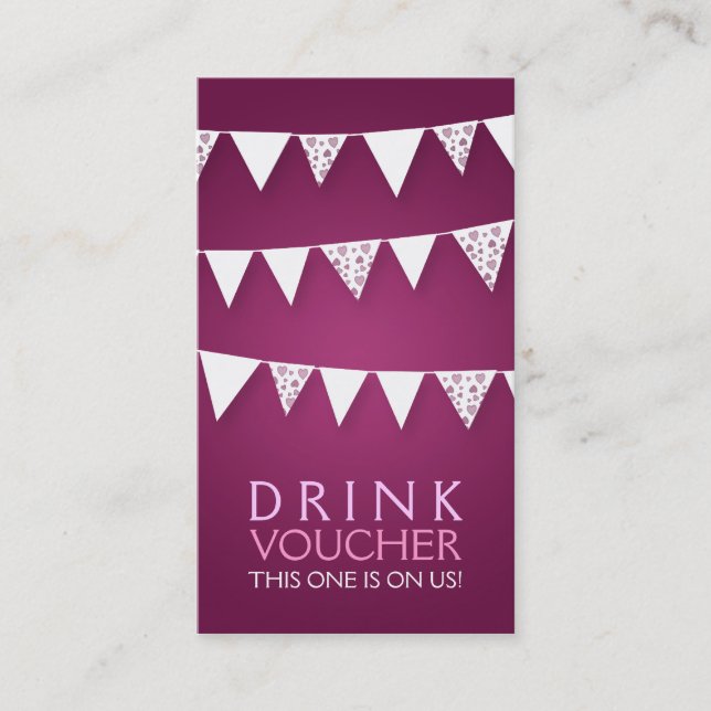 Carte De Réduction Élégant bon de boisson Love Bunting Monogramme ros (Devant)