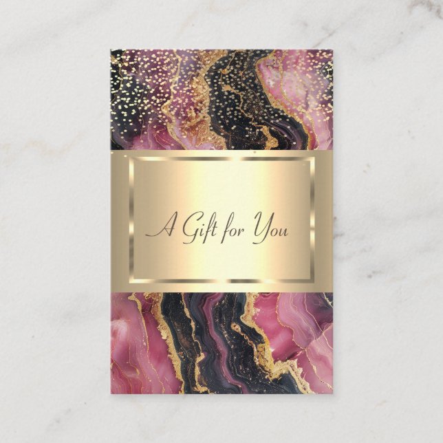 Carte De Réduction Elégant Cadre Or, Confetti, Marbre Bourgogne (Devant)