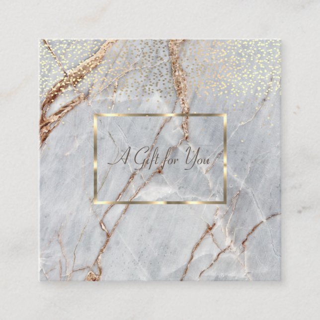 Carte De Réduction Elégant Cadre Or, Marbre Confetti (Devant)