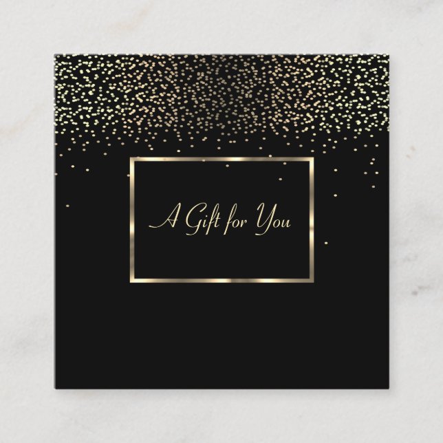 Carte De Réduction Elégant Cadre Or Moderne, Confetti (Devant)