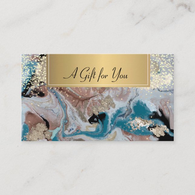 Carte De Réduction Élégant Confetti moderne, professionnel en marbre  (Devant)