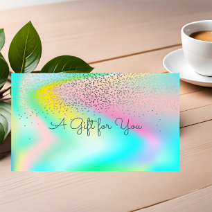 Carte De Réduction Elégant Confetti moderne Rainbow Holographic