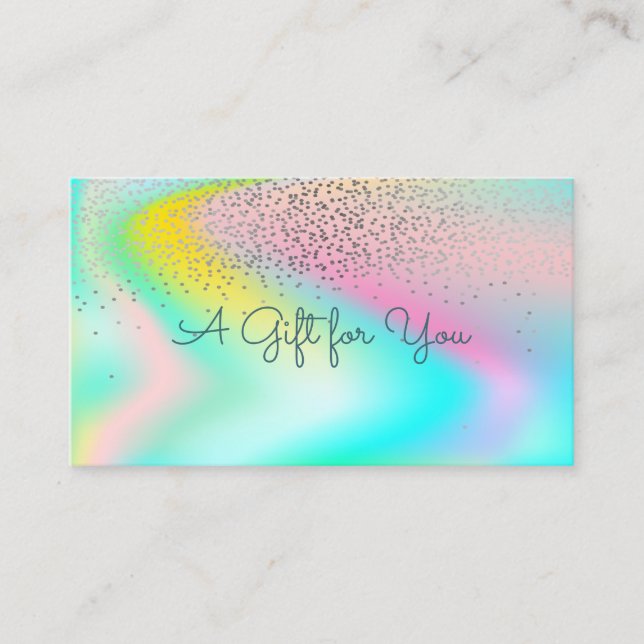 Carte De Réduction Elégant Confetti moderne Rainbow Holographic (Devant)