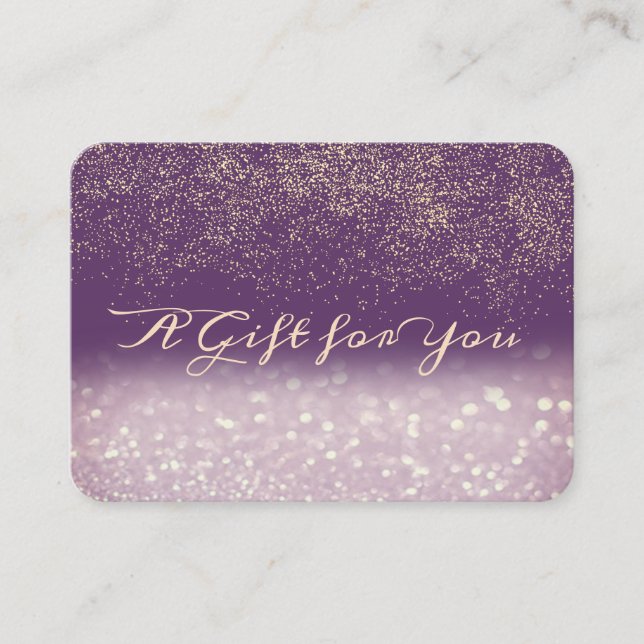 Carte De Réduction Elégant Confetti moderne violet, Parties scintilla (Devant)