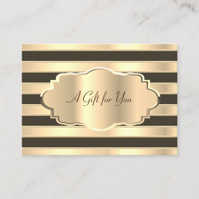 Carte De Réduction Elégant Gold Black Stripes, Gold Frame (Devant)