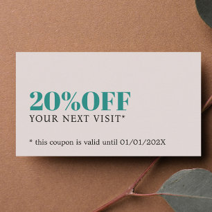 Carte De Réduction Élégant minimaliste pastel beige vert Salon Boutiq