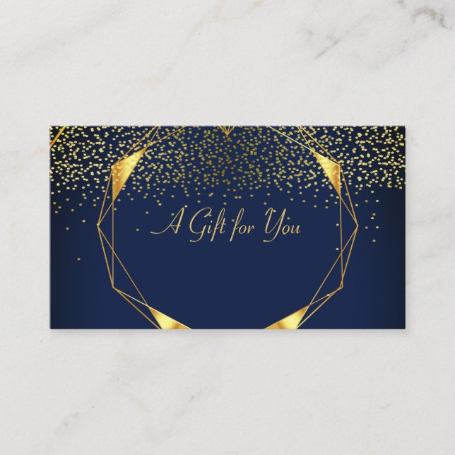 Carte De Réduction Elegant Modern Geometric Gold Lines, Confetti Blue (Devant)