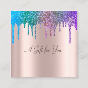 Carte De Réduction Élégant Moderne Rose Gold, Drips de Glitter Arc-en