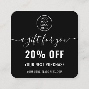 Carte De Réduction Élégant noir blanc QR Code Loyauté Logo d'entrepri