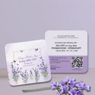 Carte De Réduction Élégante Fleur de printemps or violet moderne