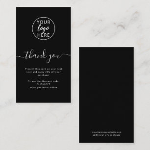Carte De Réduction Entreprise sur mesure noire Merci