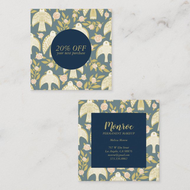 Carte De Réduction Falcons & Rose Chic Elegant Illustré (Devant / Derrière)