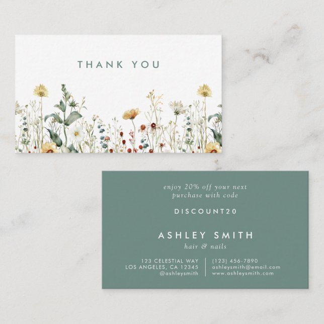 Carte De Réduction Fleur sauvage d'été (Devant / Derrière)