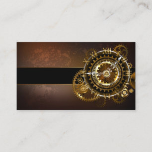 Carte De Réduction Horloge Steampunk avec des engrenages anciens