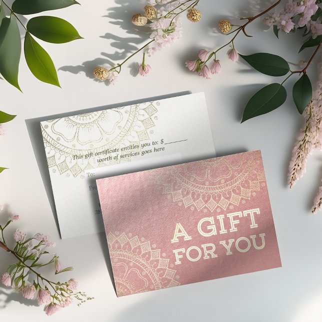 Carte De Réduction Instructeur de méditation Yoga Pink Gold Foil Mand (Créateur téléchargé)