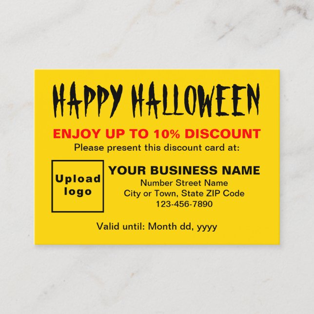 Carte de réduction Jaune d'Halloween d'affaires (Devant)