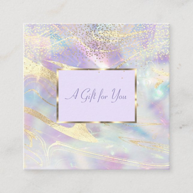 Carte De Réduction Joli Holographe, Opale, Cadre, Confetti (Devant)