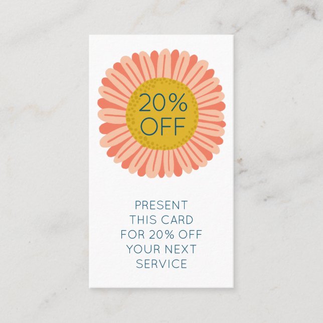 Carte De Réduction Joyeux Tournesol rose Jaune illustré (Devant)