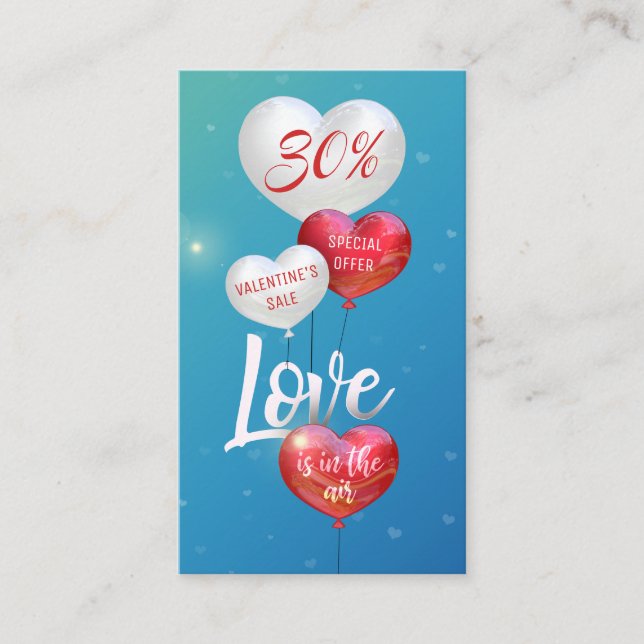 Carte De Réduction L'Amour Est Dans Les Ballons D'Air Valentine (Devant)