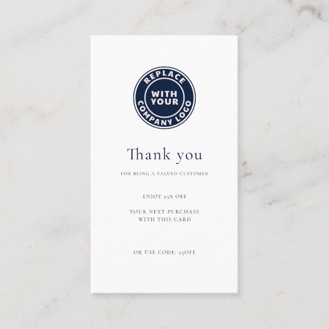 Carte De Réduction Logo de l'entreprise moderne simple Loyauté (Devant)