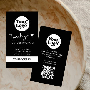 Carte De Réduction Logo d'entreprise de Merci noir Code QR Retail
