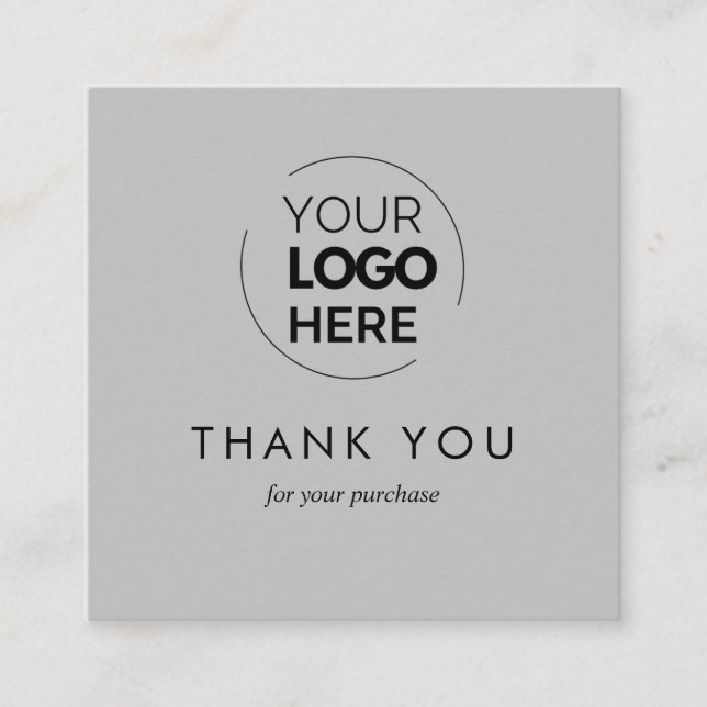 Carte De Réduction Logo d'entreprise gris personnalisé QR Code Merci (Devant)
